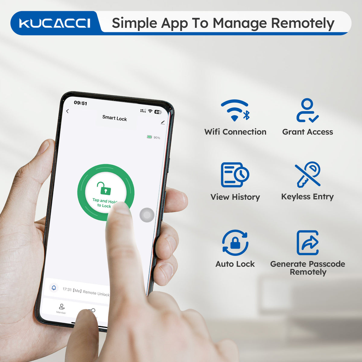 Wifi Smart Deadbolt Lock KUCACCI